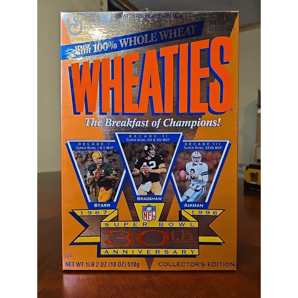 Vintage Wheaties Cereal Collection 1996 Super Bowl 30th Anniversary Unopened Box